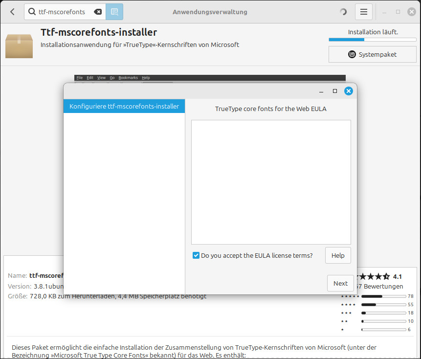 Ttf-mscorefonts-installer - EULA-Checkbox