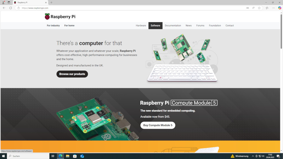 Homepage von Raspberry Pi