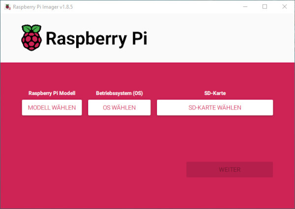 Raspberry Pi Imager Start