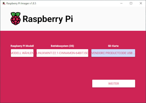 Raspberry Pi Imager weiter
