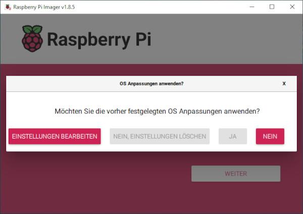 Raspberry Pi Imager OS Anpassungen