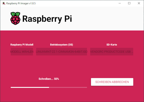 Raspberry Pi Imager schreiben