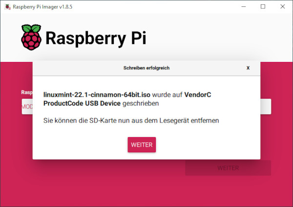Raspberry Pi Imager fertig