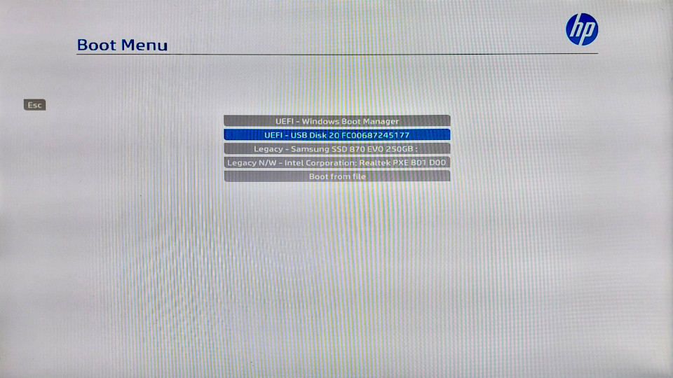 HP Boot Menu