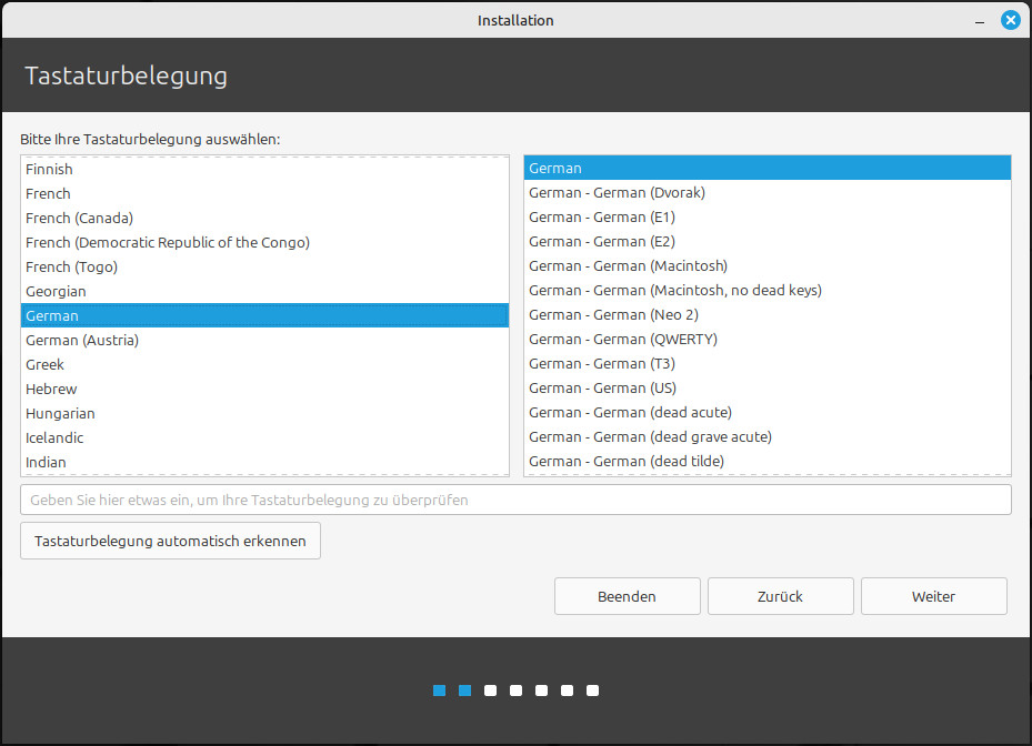 Linux Mint Tastaturlayout