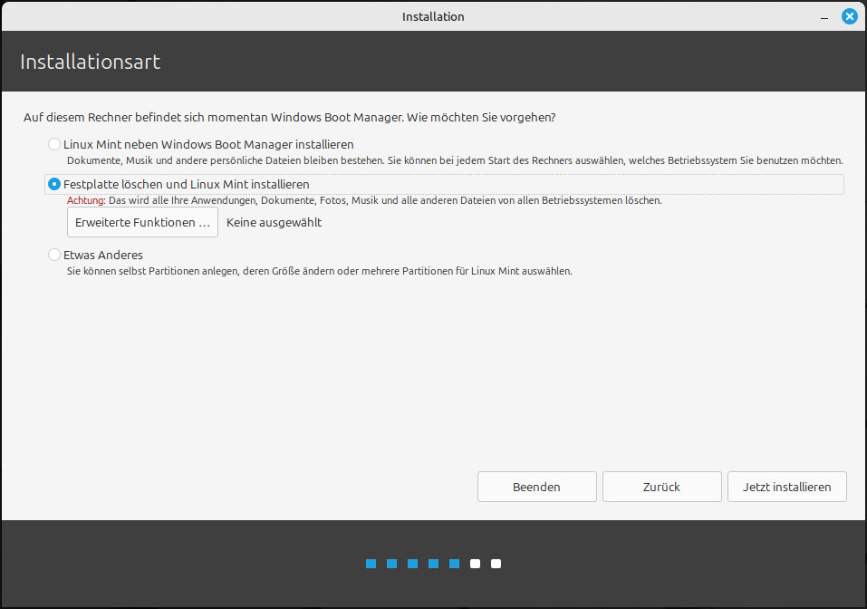 Linux Mint Installationsart
