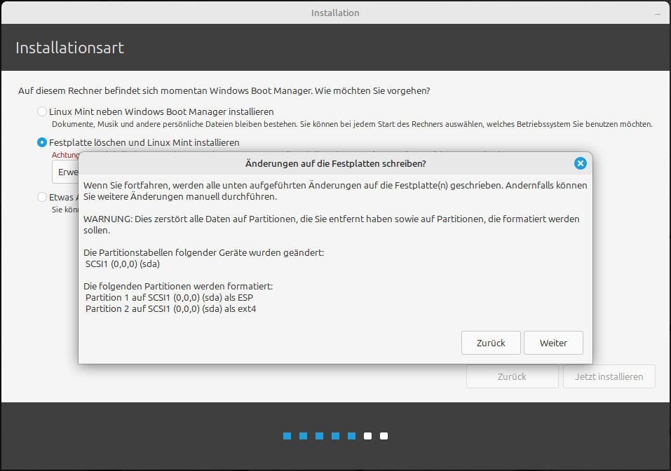 Linux Mint Bestätigung