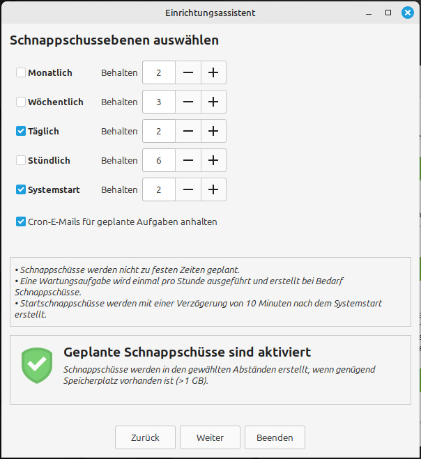 Linux Mint Systemschnappschüsse 3