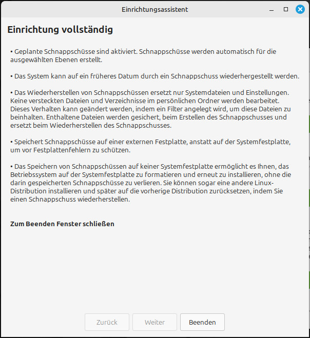 Linux Mint Systemschnappschüsse 5