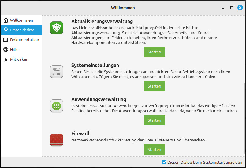 Linux Mint Willkommen 3