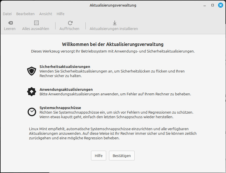Linux Mint Aktualisierungsverwaltung 1