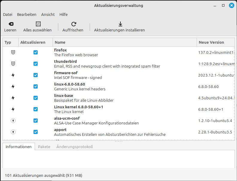 Linux Mint Aktualisierungsverwaltung 7