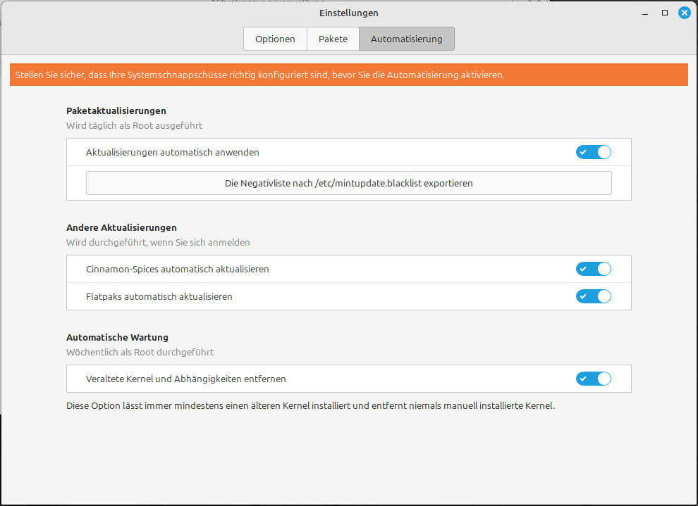 Linux Mint Aktualisierungsverwaltung 9