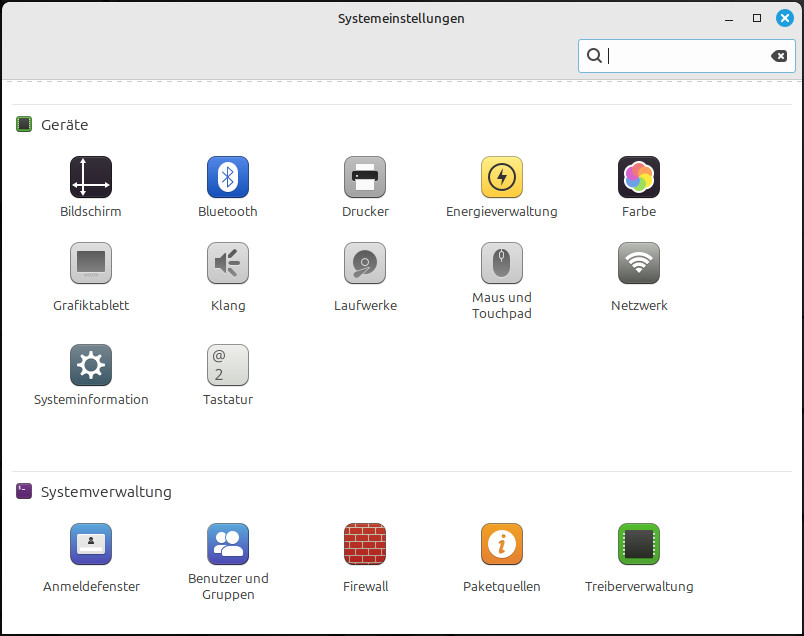 Linux Mint Systemeinstellungen
