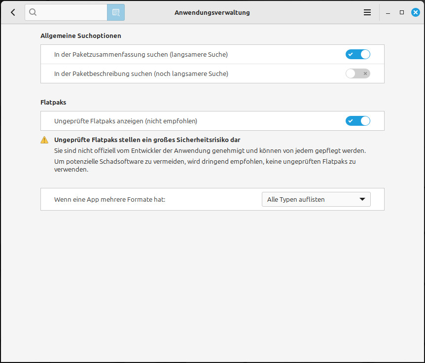 Linux Mint Anwendungsverwaltung 2